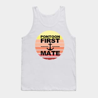 Pontoon First Mate Pontooning Boating Boat River Life Vintage Sunset Tank Top